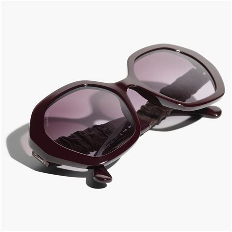 Round Sunglasses Acetate & Calfskin Burgundy 